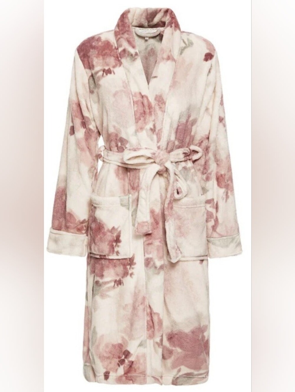 Berkshire Plush Floral Robe Coat in Blush and Cream